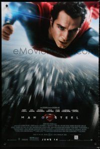 8c492 MAN OF STEEL advance DS 1sh '13 Henry Cavill in the title role as Superman flying!