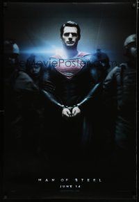 8c494 MAN OF STEEL teaser DS 1sh '13 Henry Cavill in the title role as Superman handcuffed!