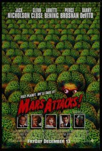 8c499 MARS ATTACKS! advance DS 1sh '96 directed by Tim Burton, great image of many alien brains!