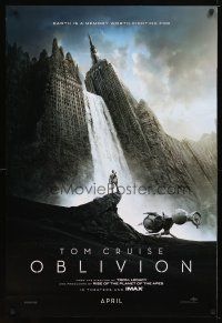 8c557 OBLIVION teaser DS 1sh '13 Morgan Freeman, image of Tom Cruise & waterfall in city!