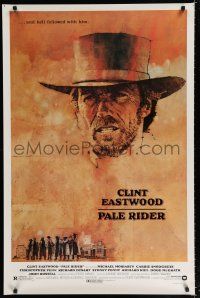 8c570 PALE RIDER 1sh '85 great artwork of cowboy Clint Eastwood by C. Michael Dudash!