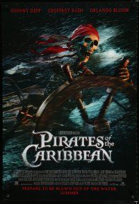 8c584 PIRATES OF THE CARIBBEAN advance DS 1sh '03 Curse of the Black Pearl, skeleton at the wheel!