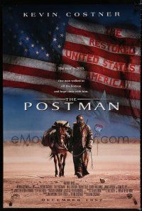 8c594 POSTMAN advance 1sh '97 cool post-apocalyptic image of Kevin Costner!