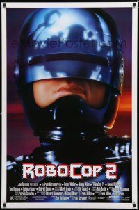 8c644 ROBOCOP 2 1sh '90 great close up of cyborg policeman Peter Weller, sci-fi sequel!