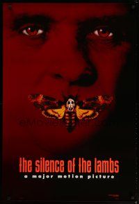 8c683 SILENCE OF THE LAMBS style B teaser DS 1sh '90 creepy Anthony Hopkins with moth over mouth!