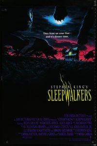 8c689 SLEEPWALKERS int'l 1sh '92 Brian Krause, Barry Jackson art of cats at night, Stephen King!