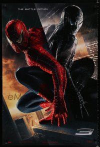 8c706 SPIDER-MAN 3 textured teaser 1sh '07 Sam Raimi, Tobey Maguire in red & black costumes!