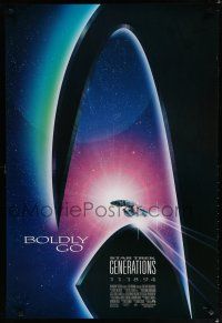 8c716 STAR TREK: GENERATIONS advance 1sh '94 cool sci-fi art of the Enterprise, Boldly Go!