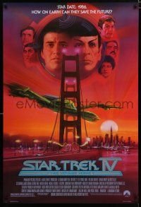 8c710 STAR TREK IV 1sh '86 art of Leonard Nimoy, Shatner & Klingon Bird-of-Prey by Bob Peak!