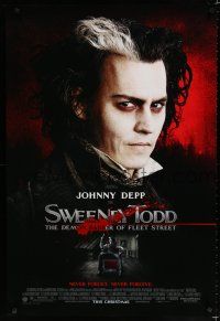 8c733 SWEENEY TODD THE DEMON BARBER OF FLEET STREET advance DS 1sh '07 c/u of Johnny Depp!