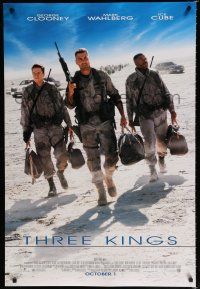 8c759 THREE KINGS advance DS 1sh '99 George Clooney, Mark Wahlberg, & Ice Cube in the Gulf War!