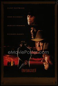 8c799 UNFORGIVEN DS 1sh '92 Clint Eastwood, Gene Hackman, Morgan Freeman, Richard Harris!