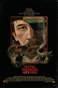 8c848 YOUNG SHERLOCK HOLMES 1sh '85 Steven Spielberg, Nicholas Rowe, really cool detective art!