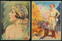 8d175 LOT OF 3 ART PRINTS '30s colorful portrait paintings of pretty women!