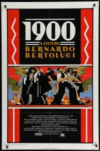 8e007 1900 1sh '77 directed by Bernardo Bertolucci, Robert De Niro, cool Doug Johnson art!