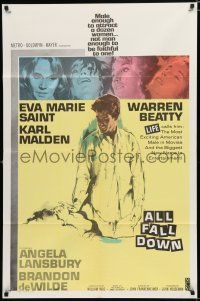 8e029 ALL FALL DOWN 1sh '62 Warren Beatty, Eva Marie Saint, Karl Malden, John Frankenheimer