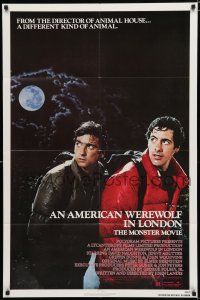 8e040 AMERICAN WEREWOLF IN LONDON 1sh '81 David Naughton, Griffin Dunne, directed by John Landis!