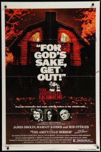 8e041 AMITYVILLE HORROR 1sh '79 great image of haunted house, for God's sake get out!