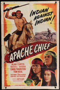 8e049 APACHE CHIEF 1sh '49 Native Americans Alan Curtis & Russell Hayden, redskin vs redskin!