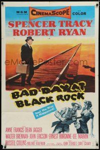 8e064 BAD DAY AT BLACK ROCK 1sh '55 Spencer Tracy tries to find out what happened to Kamoko!