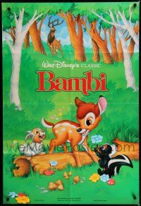 8e066 BAMBI 1sh R90s Walt Disney cartoon deer classic, great art with Thumper & Flower!