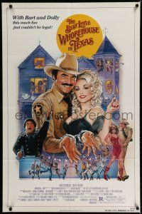 8e086 BEST LITTLE WHOREHOUSE IN TEXAS 1sh '82 art of Burt Reynolds & Dolly Parton by Goozee!