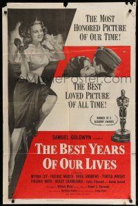 8e087 BEST YEARS OF OUR LIVES style A 1sh R54 directed by William Wyler, sexy Virginia Mayo!