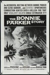 8e113 BONNIE PARKER STORY 1sh R68 great art of the cigar-smoking hellcat of the roaring '30s!