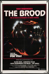 8e124 BROOD 1sh '79 David Cronenberg, art of monster in embryo, they're waiting for YOU!