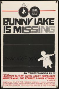 8e129 BUNNY LAKE IS MISSING 1sh '65 directed by Otto Preminger, cool Saul Bass artwork!