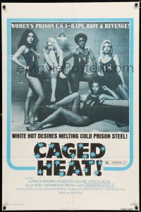 8e136 CAGED HEAT 1sh '74 first Jonathan Demme, Erica Gavin & sexy bad girls in prison!