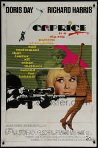 8e140 CAPRICE 1sh '67 pretty Doris Day, Richard Harris, cool sniper image!