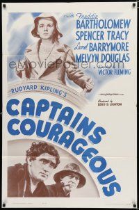 8e142 CAPTAINS COURAGEOUS 1sh R62 Spencer Tracy, Freddie Bartholomew, Lionel Barrymore