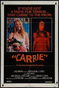 8e144 CARRIE 1sh '76 Stephen King, Sissy Spacek before and after her bloodbath at the prom!