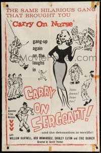8e146 CARRY ON SERGEANT 1sh R60s Shirley Eaton in a wacky English military comedy!