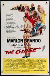 8e151 CHASE 1sh '66 Marlon Brando, Jane Fonda, Robert Redford, directed by Arthur Penn