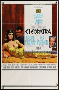 8e157 CLEOPATRA Spanish/U.S. 1sh '64 Elizabeth Taylor, Richard Burton, Rex Harrison, Terpning art!