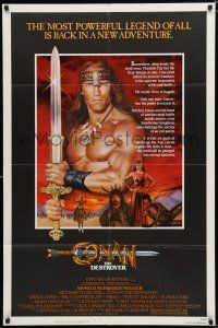 8e167 CONAN THE DESTROYER 1sh '84 Arnold Schwarzenegger is the most powerful legend of all!