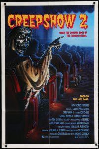 8e172 CREEPSHOW 2 1sh '87 Tom Savini, great Winters artwork of skeleton guy in theater!
