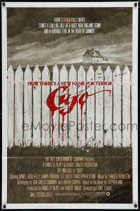 8e182 CUJO 1sh '83 Stephen King, artwork of bloody fence & house by Robert Tanenbaum!