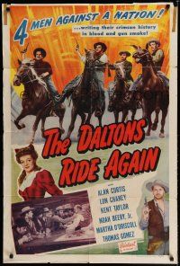 8e185 DALTONS RIDE AGAIN 1sh R51 cool artwork of cowboys Lon Chaney Jr., Alan Curtis!