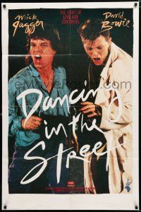 8e186 DANCING IN THE STREET 1sh '85 great huge image of Mick Jagger & David Bowie singing!