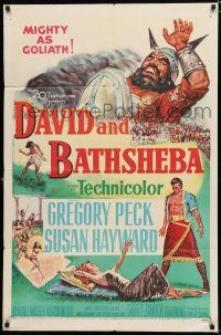 8e194 DAVID & BATHSHEBA 1sh '51 Biblical Gregory Peck broke commandment for sexy Susan Hayward