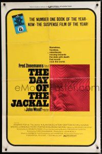8e197 DAY OF THE JACKAL 1sh '73 Fred Zinnemann assassination classic, master killer Edward Fox!