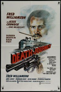 8e202 DEATH JOURNEY 1sh '75 Fred Williamson, cool train and gun artwork design by Joe Smith!