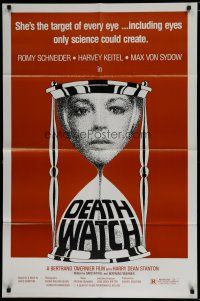 8e206 DEATH WATCH 1sh '80 Le Mort en Direct, Romy Schneider, Harvey Keitel, cool hourglass art!