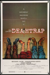 8e208 DEATHTRAP style A 1sh '82 Hedden art of dead Chris Reeve, Michael Caine & Dyan Cannon's feet!