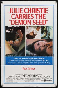 8e219 DEMON SEED style B 1sh '77 Julie Christie is profanely violated by a demonic machine!