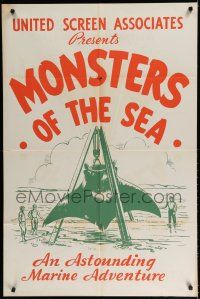 8e224 DEVIL MONSTER 1sh R30s Monsters of the Sea, cool artwork of giant manta ray!