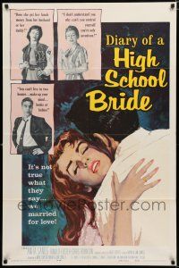 8e226 DIARY OF A HIGH SCHOOL BRIDE 1sh '59 AIP bad girl, Anita Sands, it's not true what they say!